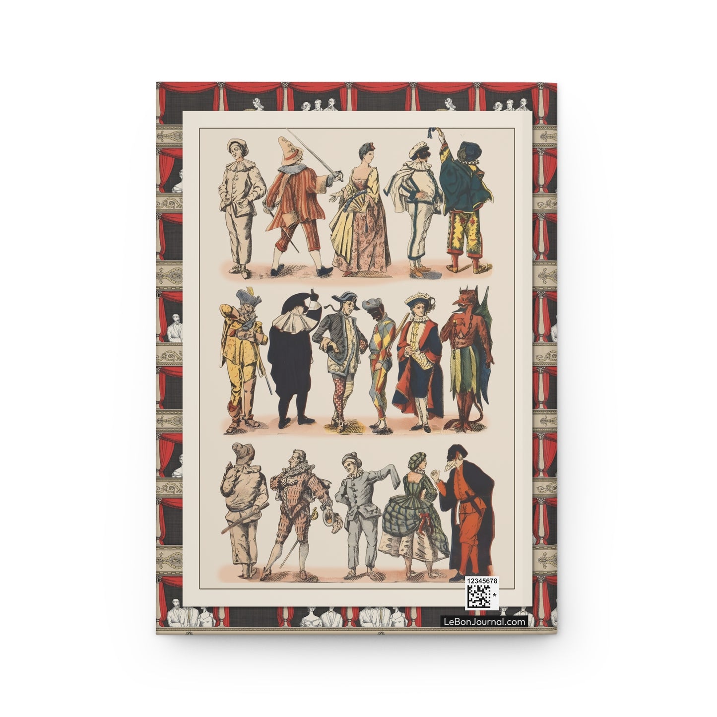Commedia dell'Arte character back views back cover from V. Turati Excelsior toy theatre sheet - LeBonJournal
