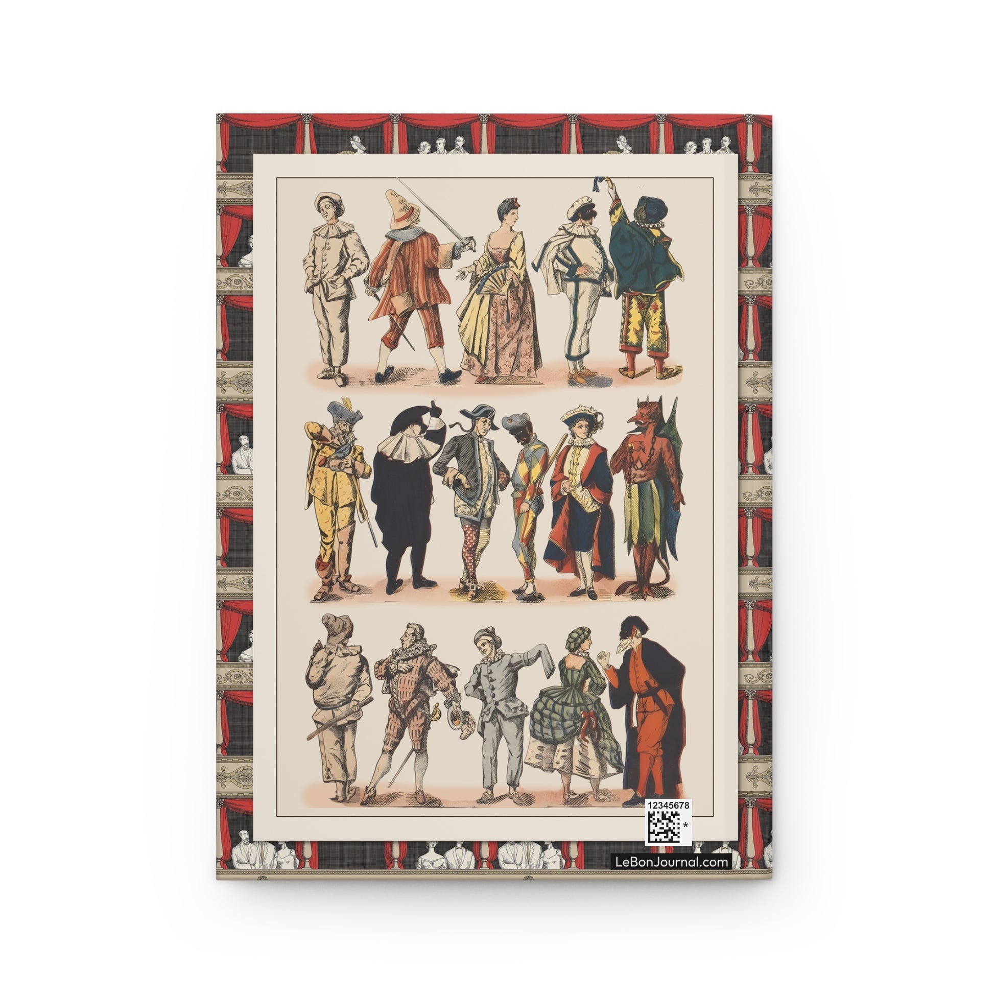 Commedia dell'Arte character back views back cover from V. Turati Excelsior toy theatre sheet - LeBonJournal
