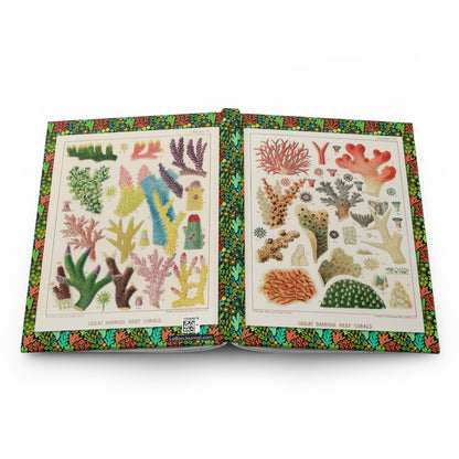 Coral hardcover journal spine and full-wrap William Saville-Kent 1893 chromolithographs - LeBonJournal
