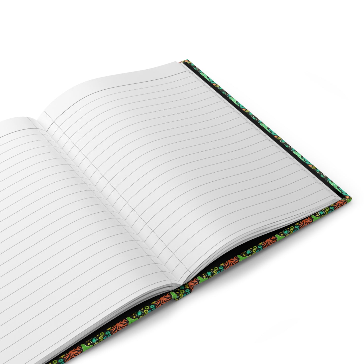 Coral journal interior showing 150 perforated lined pages with casewrap sewn binding - LeBonJournal
