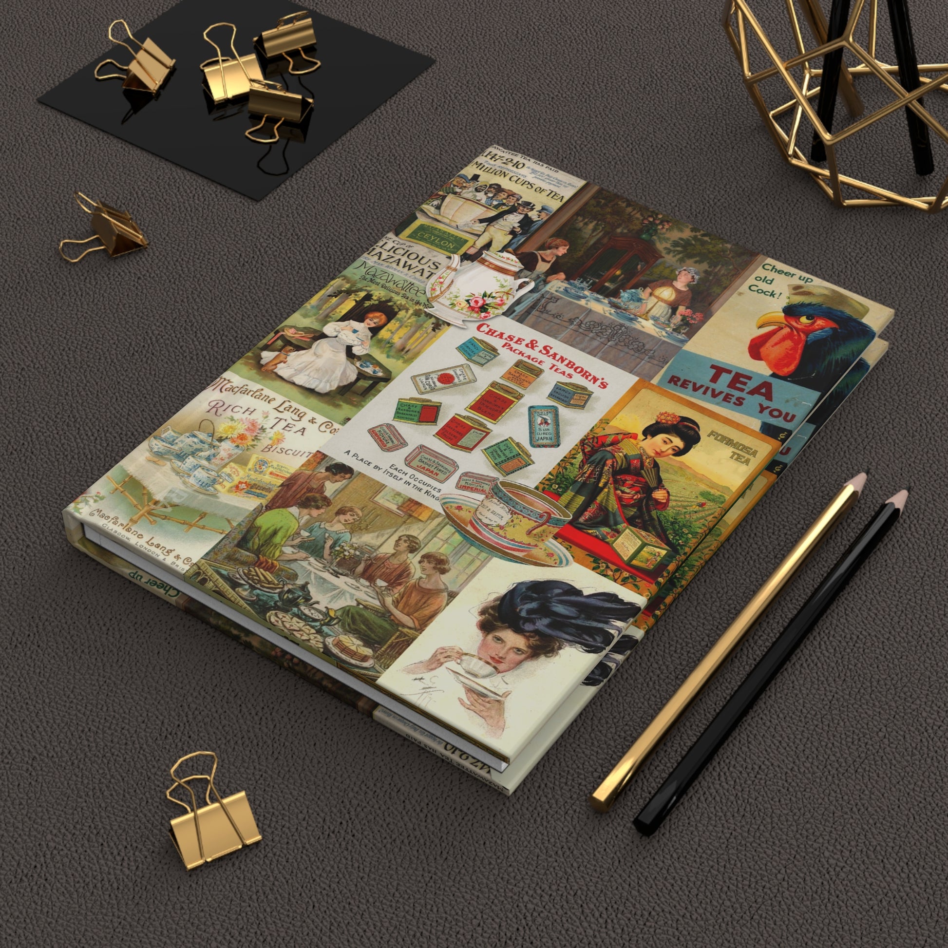 Early 20th century tea journal on workspace celebrating Victorian Oriental tea culture heritage - LeBonJournal
