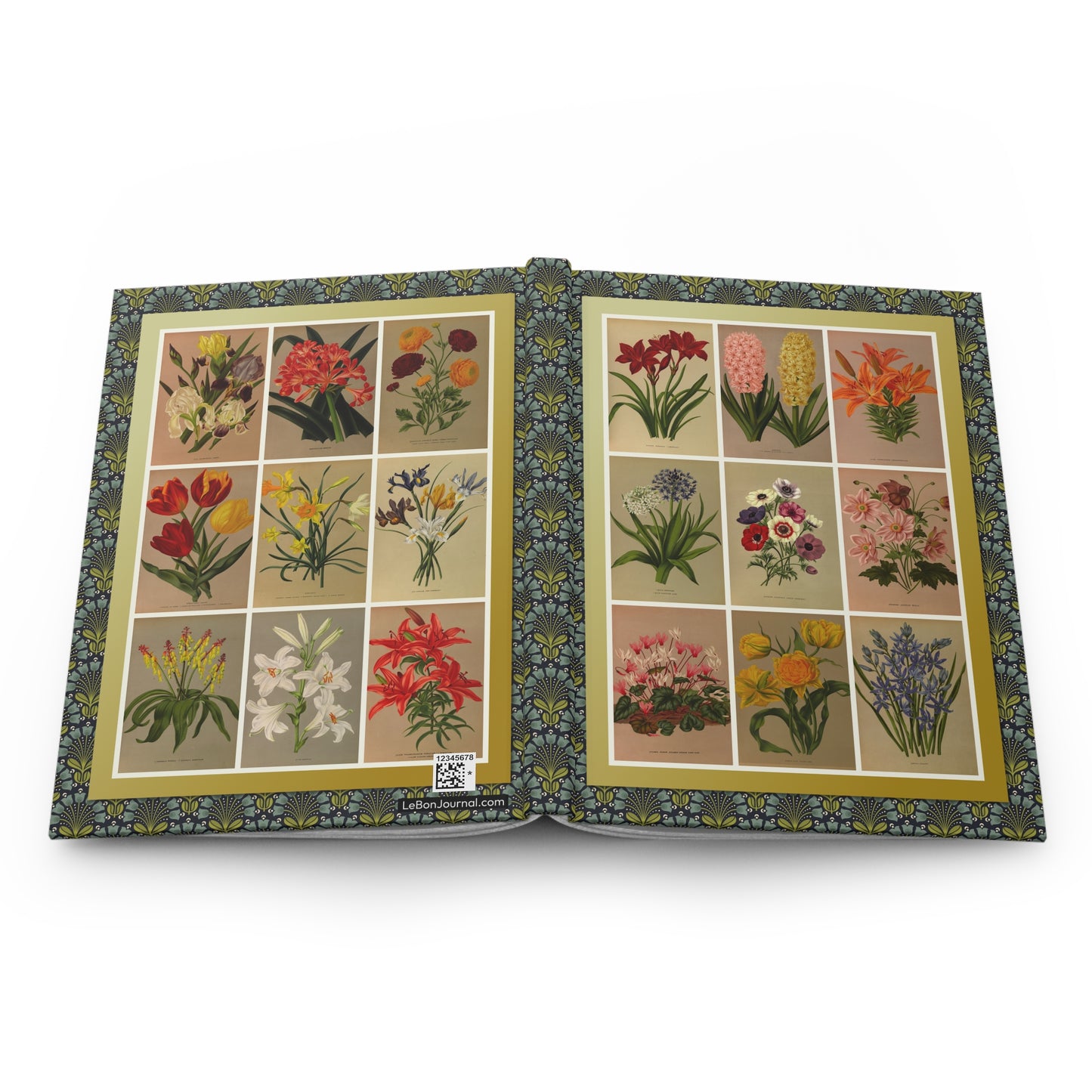 Floral hardcover journal spine and full-wrap Haarlem's Flora 1872 chromolithographs - LeBonJournal

