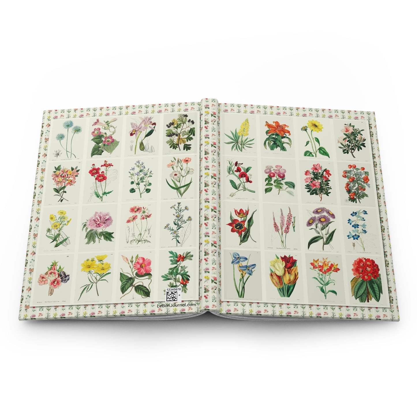 Floral hardcover journal spine and full-wrap Edwards's Botanical Register 1815 - LeBonJournal
