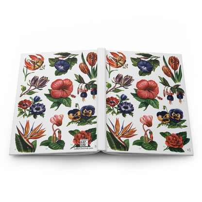 Floral hardcover journal spine full-wrap El Tesoro de la Juventud ornamental flowers white - LeBonJournal
