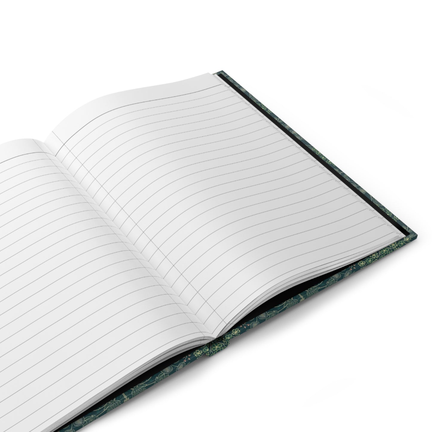 Forest journal interior showing 150 perforated lined pages with casewrap sewn binding - LeBonJournal
