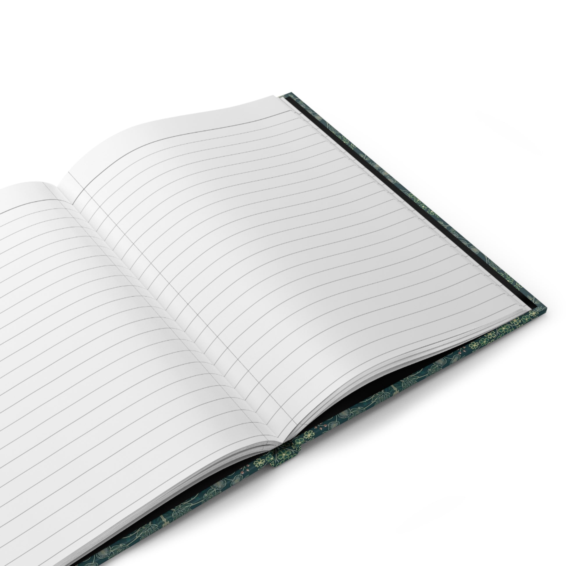 Forest journal interior showing 150 perforated lined pages with casewrap sewn binding - LeBonJournal
