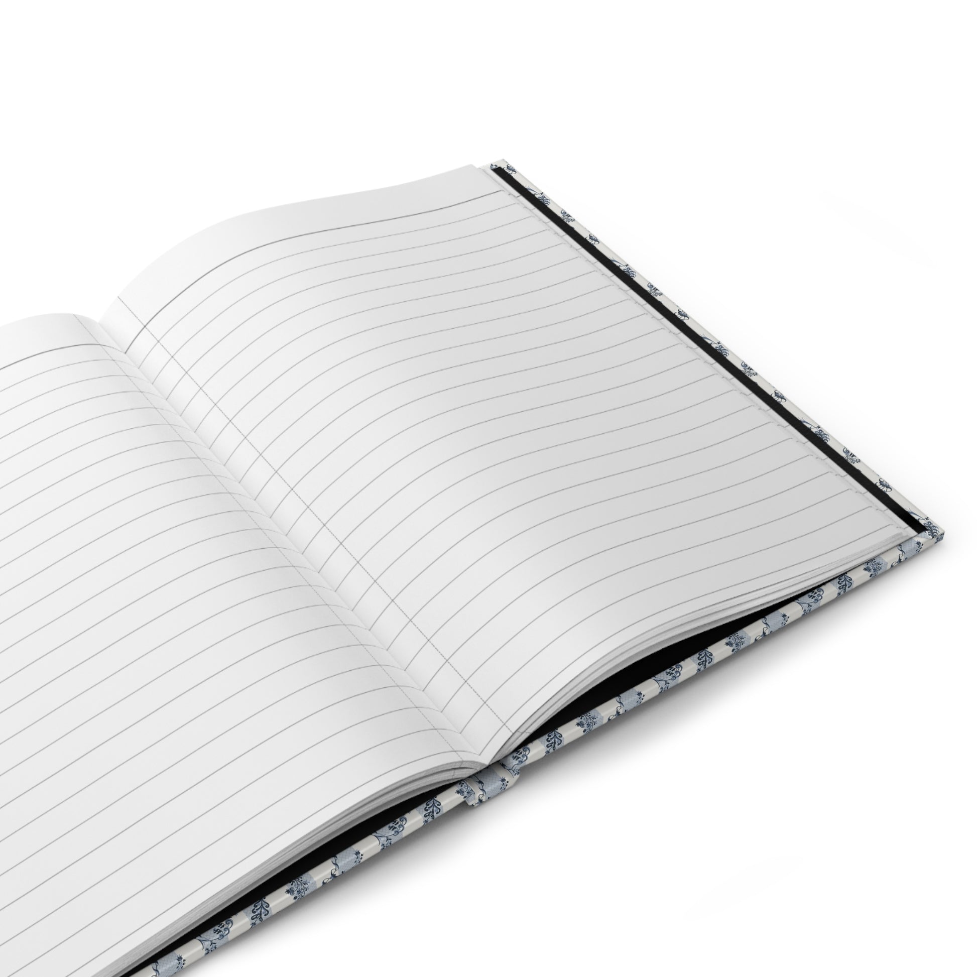 Open Forget Me Not journal displaying 150 ruled lined pages with perforations for easy tear-out, casewrap binding, and premium paper quality for memory keeping and romantic correspondence - LeBonJournal