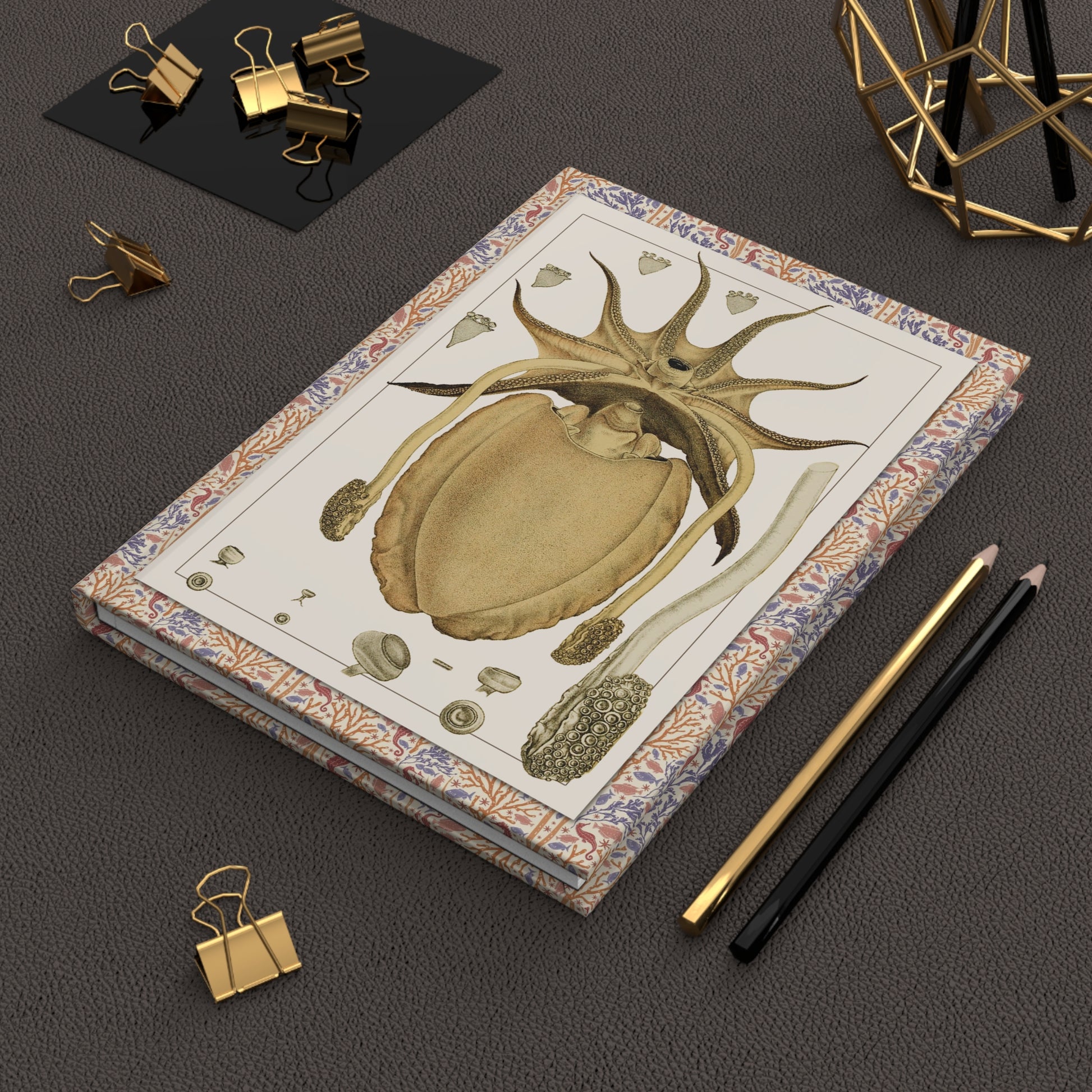 Frederick McCoy 1885-1890 cuttlefish journal on workspace celebrating Victorian natural history and Australian marine biology - LeBonJournal