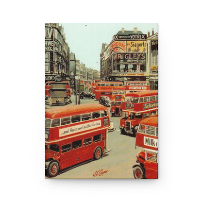 G.S. Cooper Piccadilly Circus 1949 front cover red double-decker bus Green Line coach neon signs - LeBonJournal
