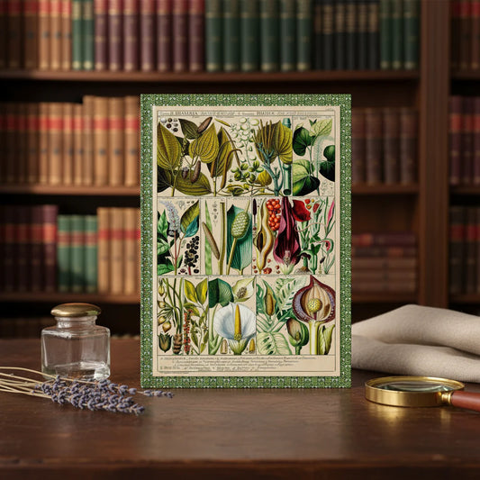 Diandria botanical journal with Gessner 1795 Tabulae Phytographicae engraving on vintage study desk - LeBonJournal