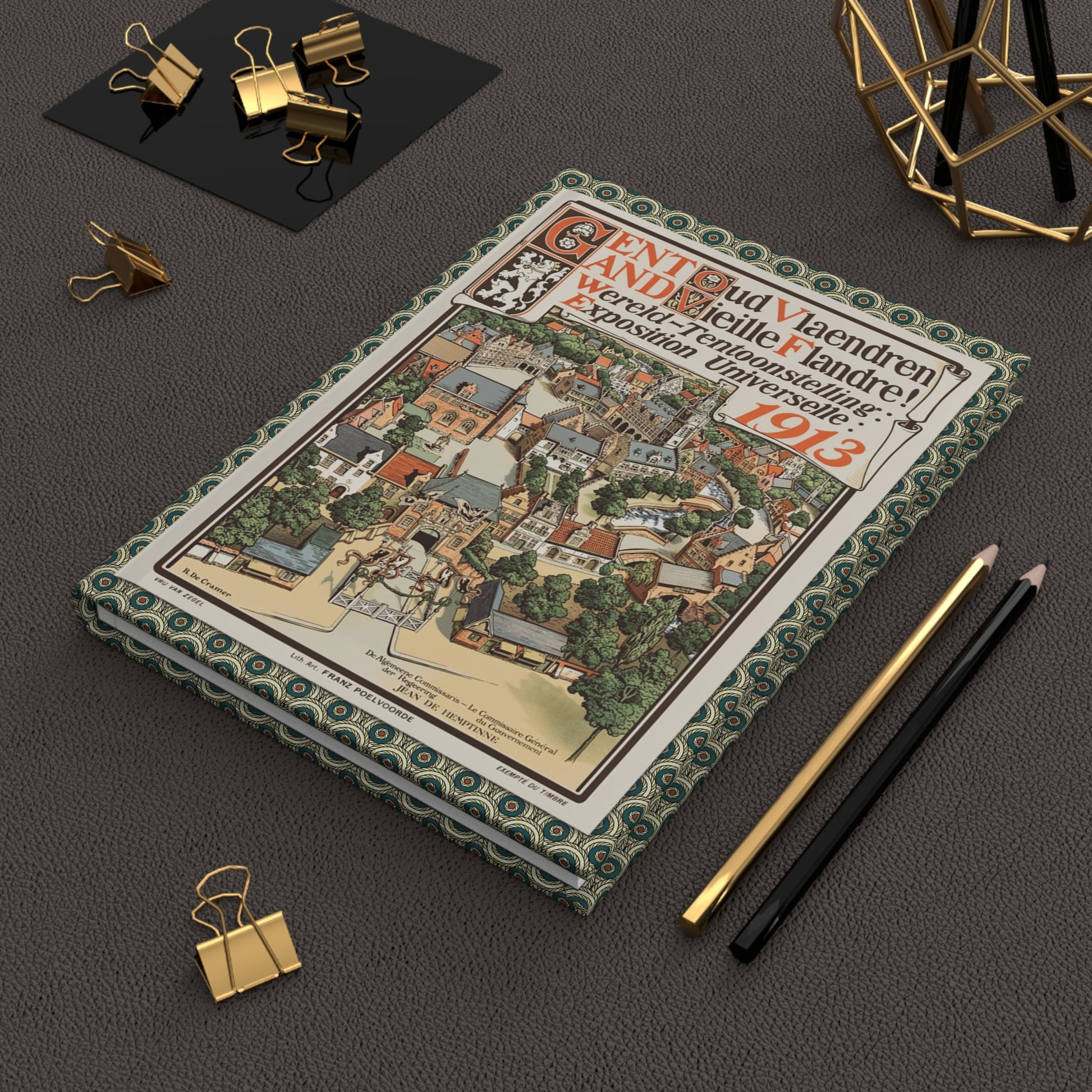 Ghent 1913 Exposition Universelle journal on workspace celebrating Belle Époque Belgian Art Nouveau lithography - LeBonJournal