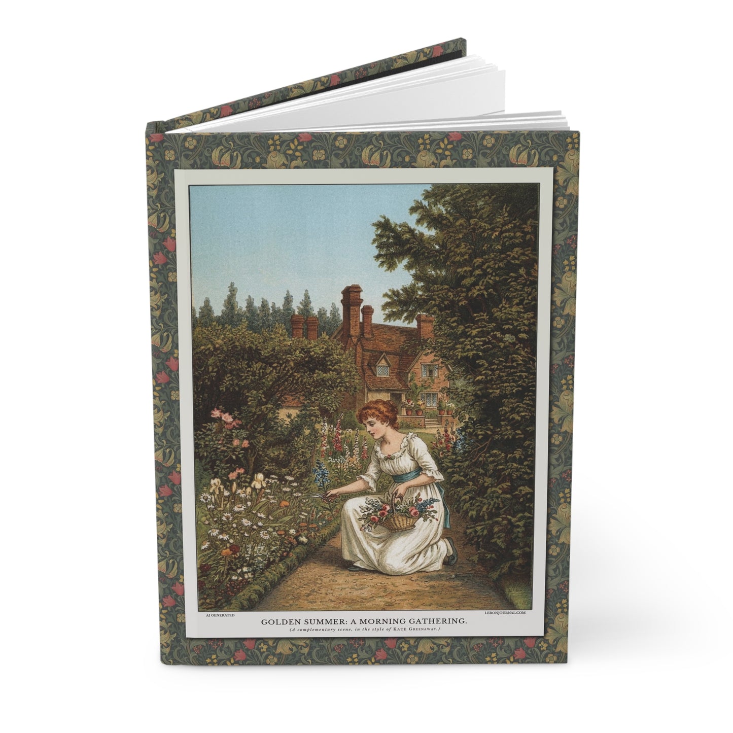 Golden Summer journal with Kate Greenaway 1891 Victorian garden art from The Girl's Own Paper printed by Edmund Evans - LeBonJournal