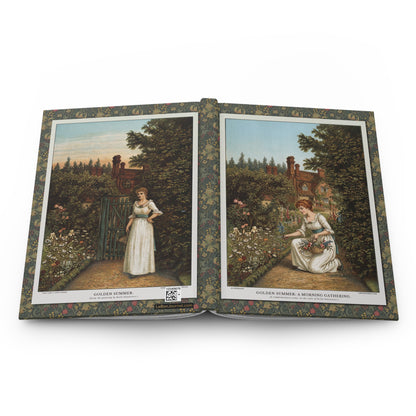 Kate Greenaway 1891 Golden Summer hardcover journal spine and full-wrap Victorian cottage garden Edmund Evans lithograph - LeBonJournal