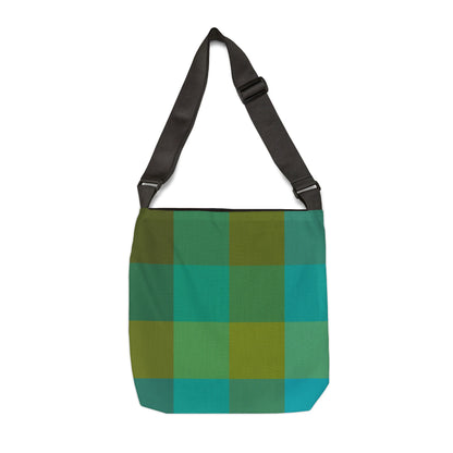 Green plaid crossbody bag back view, spun polyester wrinkle-resistant fabric - LeBonJournal