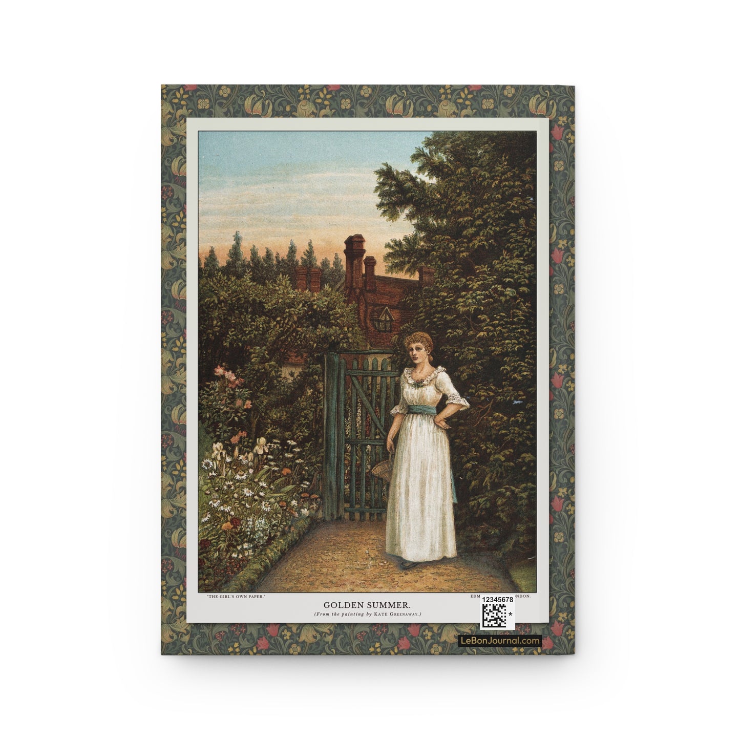 Golden Summer 1891 — Kate Kate Greenaway 1891 Golden Summer original colour lithograph Girl's Own Paper Edmund Evans Victorian garden gate back cover - LeBonJournal
