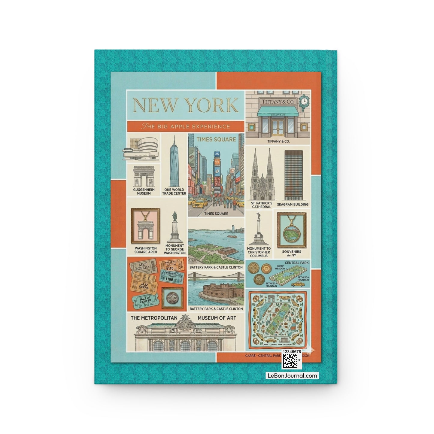 Guggenheim Museum Washington Square Arch Bethesda Fountain back cover vintage New York collage - LeBonJournal
