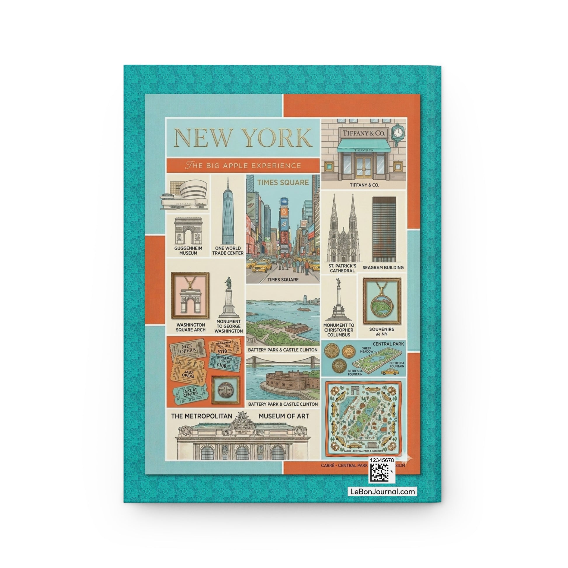 Guggenheim Museum Washington Square Arch Bethesda Fountain back cover vintage New York collage - LeBonJournal
