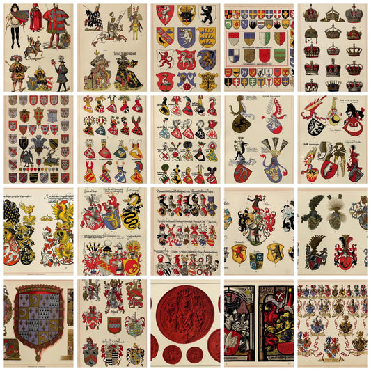 Mosaic of medieval coats of arms from Hugo Gerard Ströhl's Heraldischer Atlas - LeBonJournal