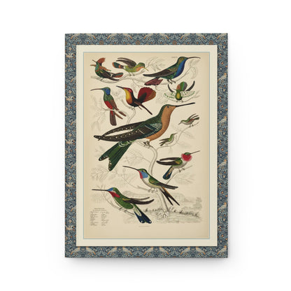 Front cover of Hummingbird journal featuring John Gould and Henry Constantine Richter 1849 hand-colored lithographs with iridescent hummingbird species on premium matte hardcover - LeBonJournal