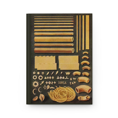Front cover of Italian Pasta journal featuring Ward's 1911 fifty pasta varieties including spaghetti, vermicelli, shells, stars, and bow-ties from Grocer's Encyclopedia on premium matte hardcover - LeBonJournal
