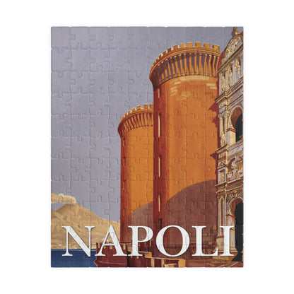 Mario Borgoni 1920 Napoli ENIT vintage travel poster puzzle front view 110 pieces Castel Nuovo and Vesuvius - LeBonJournal