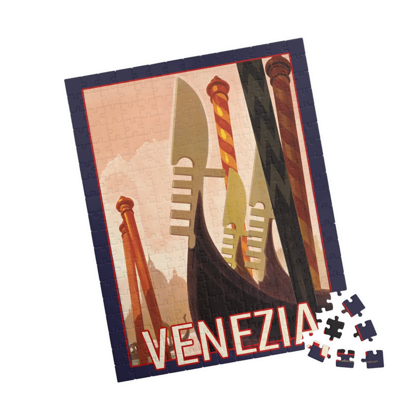 ENIT 1928 Venezia vintage travel poster puzzle 252 pieces in lifestyle setting with slow living aesthetic - LeBonJournal
