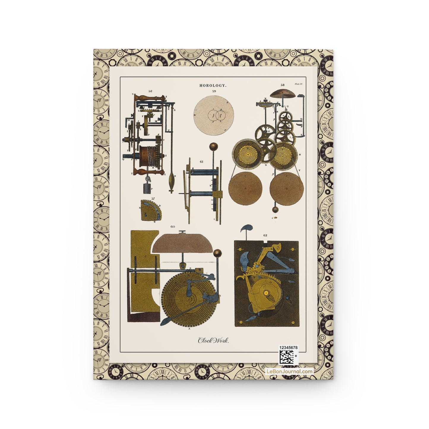 John Pass 1809 clock work plate IV with gears escapements pendulums and striking bells mechanism diagrams back cover - LeBonJournal
