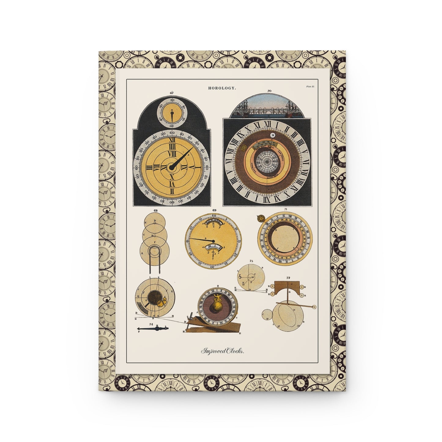 John Pass 1809 improved clocks plate XI with Ferguson 24-hour clock and Smeaton-Franklin single-hand clock diagrams front cover - LeBonJournal