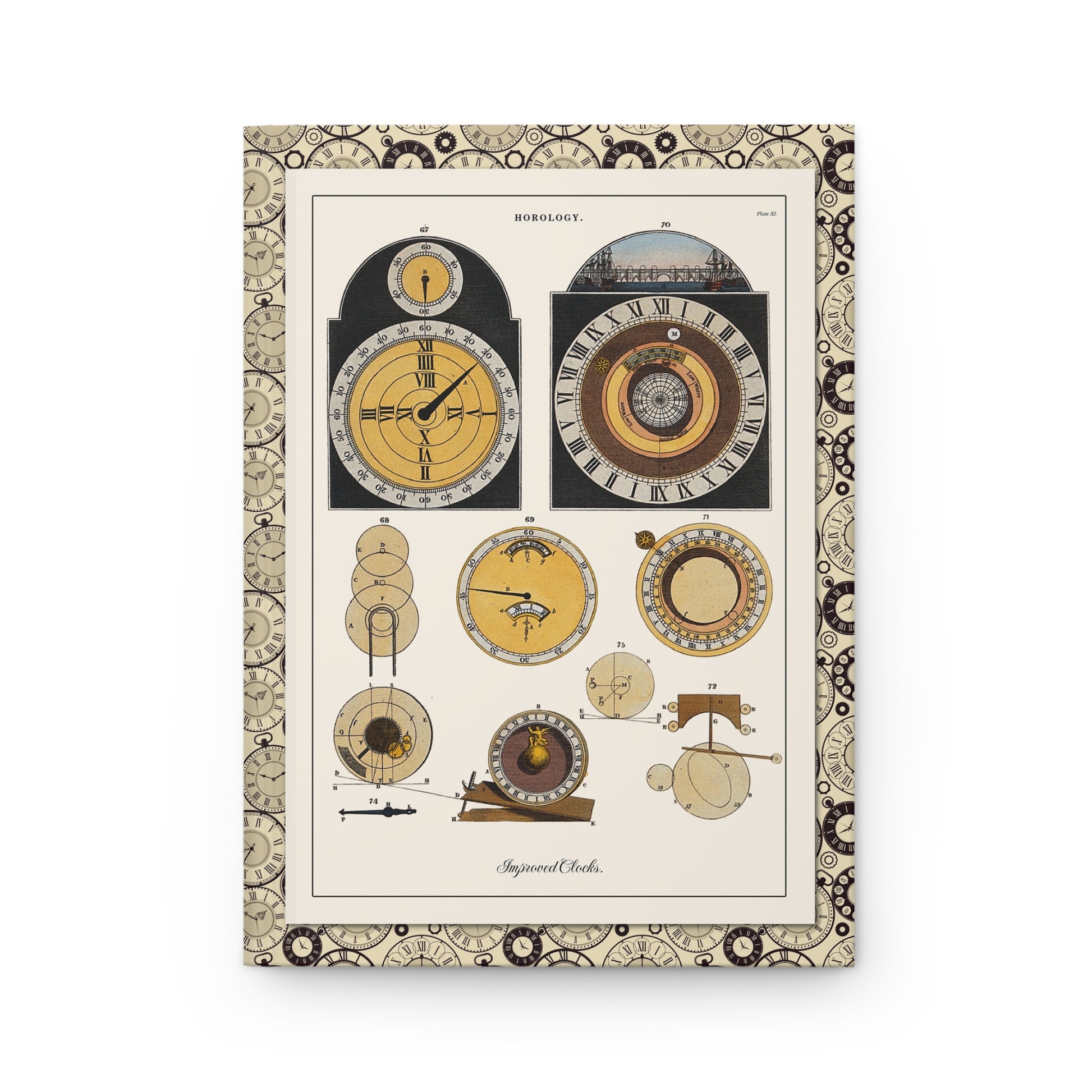 John Pass 1809 improved clocks plate XI with Ferguson 24-hour clock and Smeaton-Franklin single-hand clock diagrams front cover - LeBonJournal