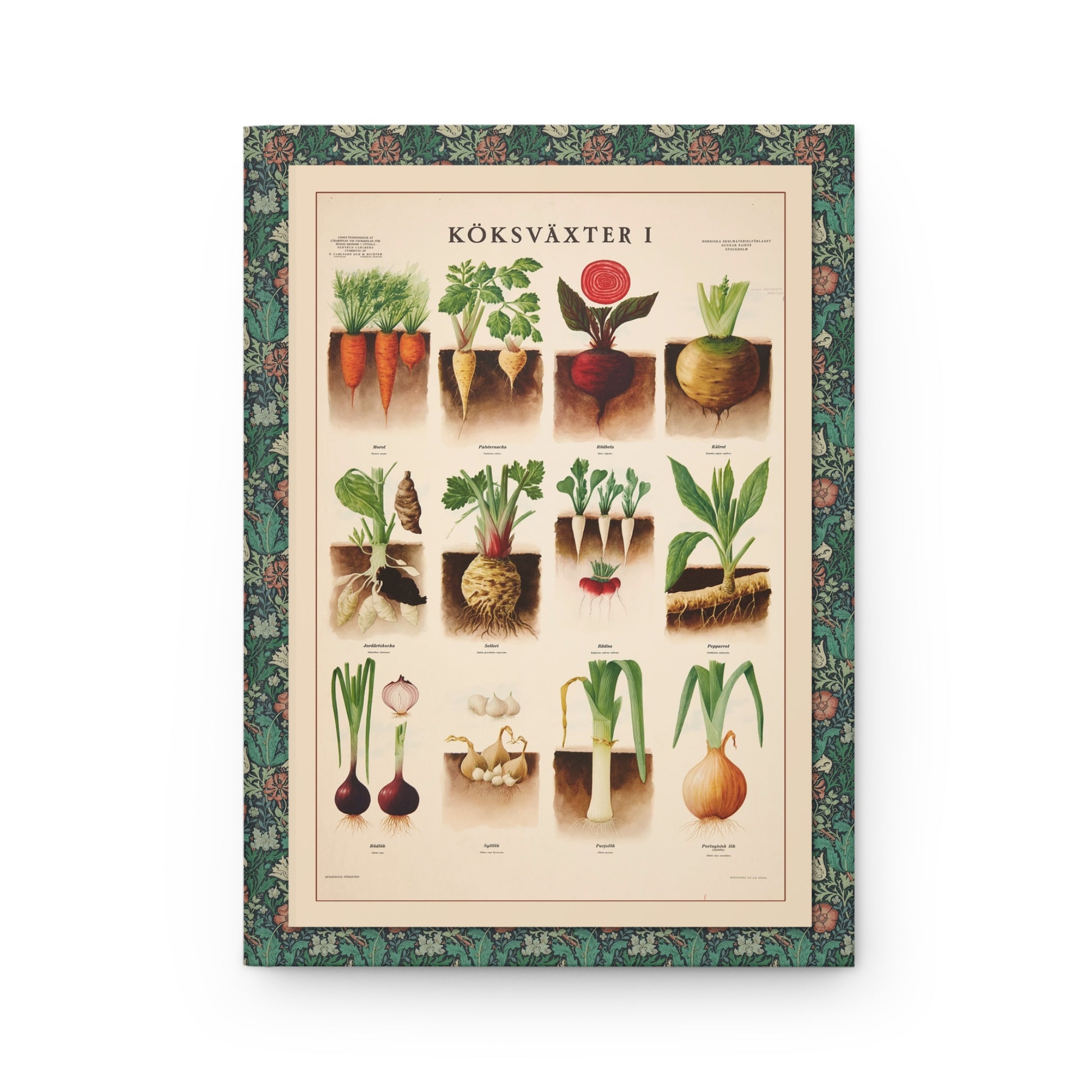 Köksväxter I front cover by Max Richter 1936 featuring root vegetables with above-ground foliage and below-ground structures from Bengtson Stockholm - LeBonJournal
