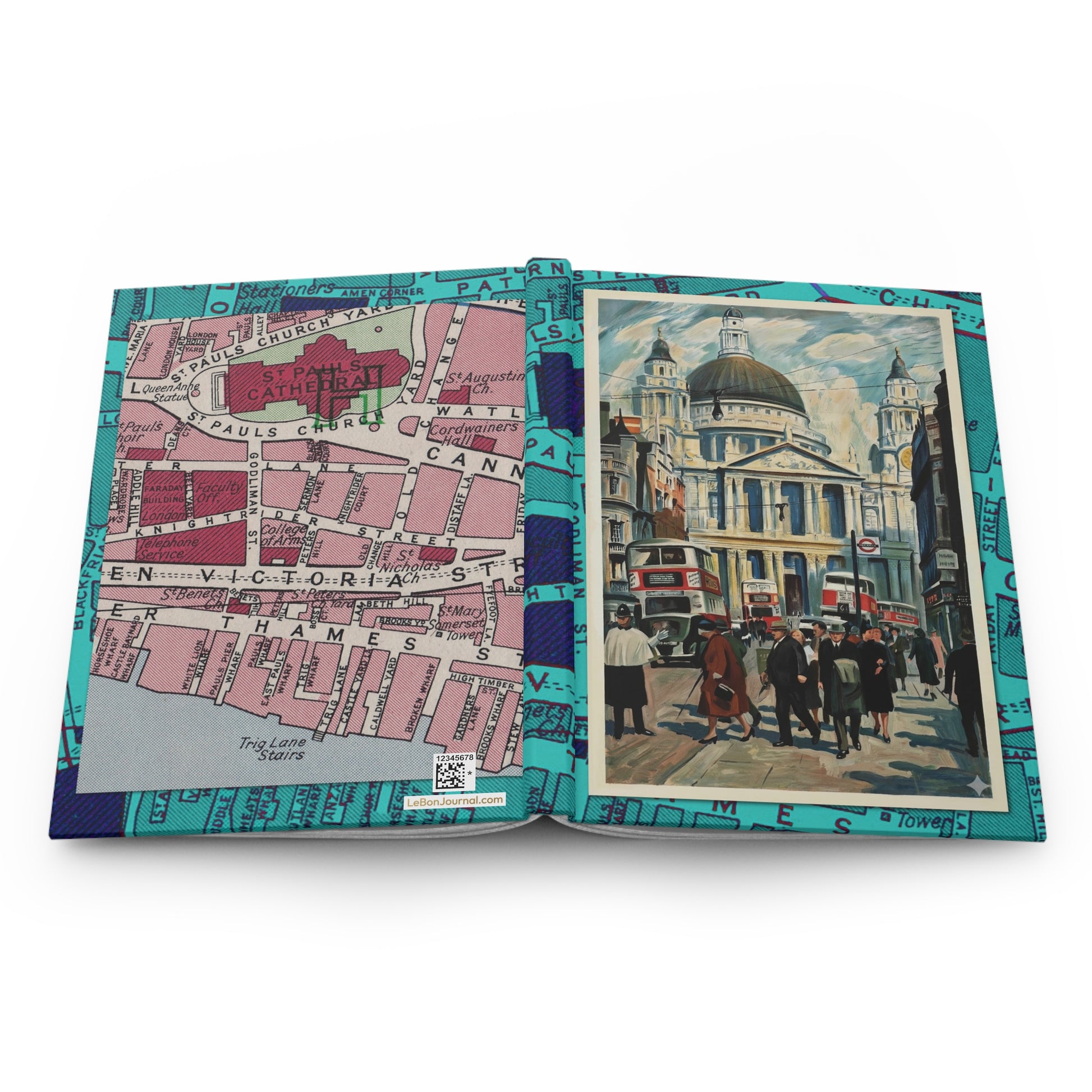 London hardcover journal spine full-wrap Bateman LNER 1939 St Paul's Max Gill 1940 pictorial map - LeBonJournal
