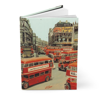 London journal G.S. Cooper Piccadilly Circus 1949 Mayfair postcard red double-decker bus Bovril Guinness neon - LeBonJournal
