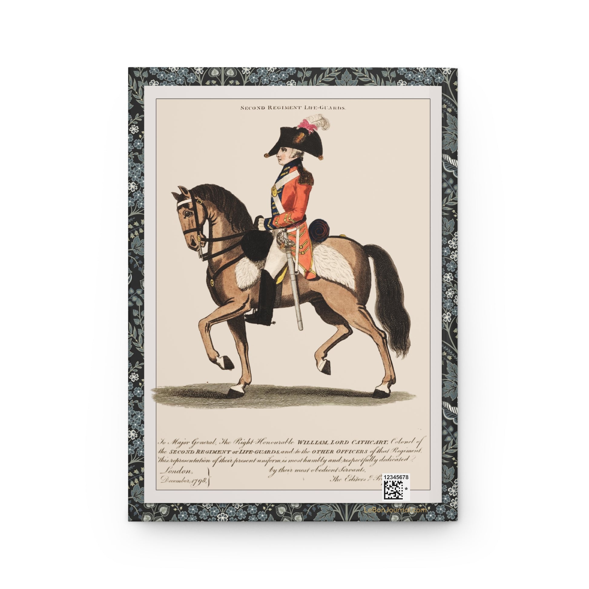 William Lord Cathcart 1798 hand-coloured engraving Second Life Guards red coat gold embroidery bay horse back cover - LeBonJournal