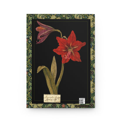 Mary Delany 1778 back cover Flora Delanica Crinum zeylanicum paper mosaic companion portrait black background - LeBonJournal
