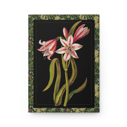Mary Delany 1778 front cover Flora Delanica Crinum zeylanicum Asphodil Lily paper mosaic pink stripe black - LeBonJournal
