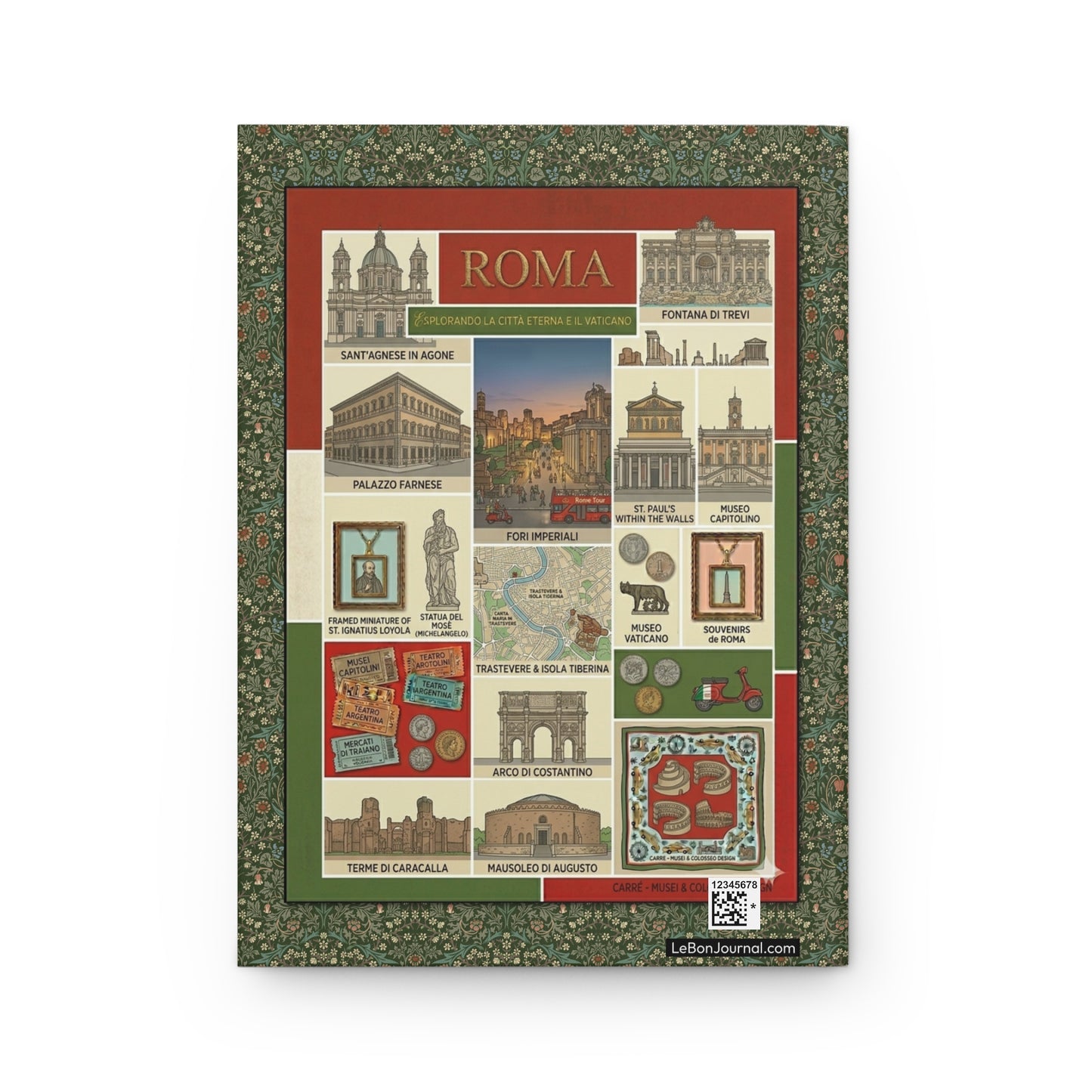 Michelangelo Moses Trastevere Arco Costantino Terme Caracalla back cover Rome commemorative - LeBonJournal
