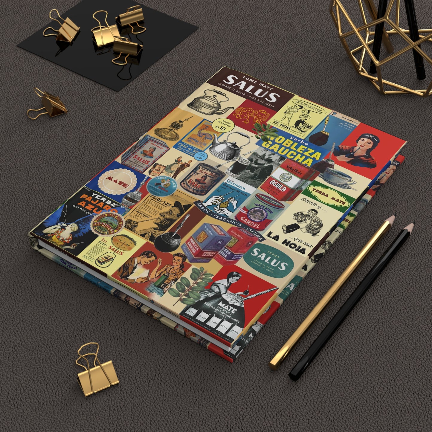 Mid-century Argentine mate journal on workspace celebrating yerba mate tradition and Rioplatense culture 1930s-1950s - LeBonJournal