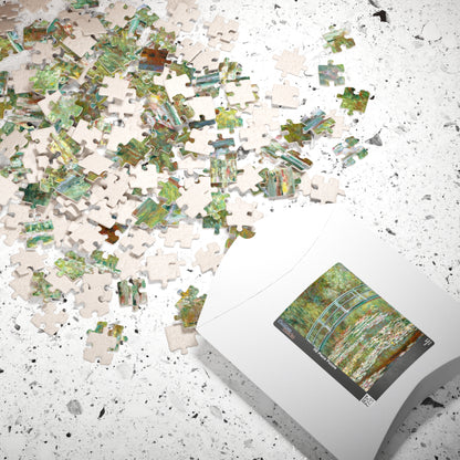 Monet 1899 Le Bassin aux nymphéas National Gallery puzzle box with pieces and vibrant Giverny artwork on lid - LeBonJournal