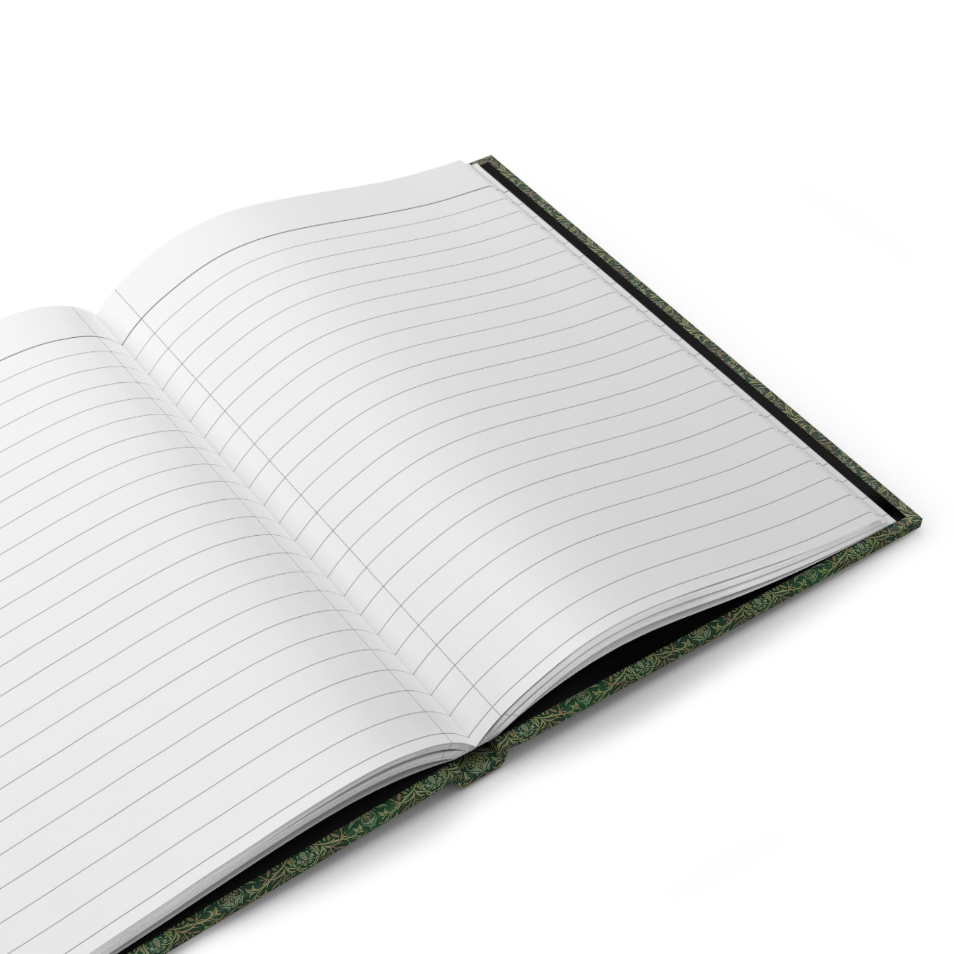 Open Mountains journal displaying 150 ruled lined pages with perforations for easy tear-out, casewrap binding, and premium paper quality for summit logs and hiking notes - LeBonJournal