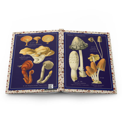 Mushroom hardcover journal spine and full-wrap Léon Dufour 1891 Atlas Champignons navy - LeBonJournal
