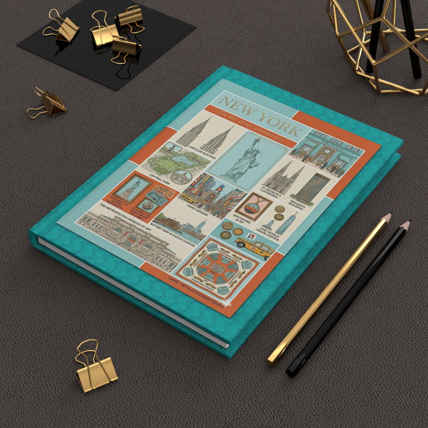 New York vintage collage journal on workspace celebrating Big Apple Chrysler Building Manhattan legacy - LeBonJournal
