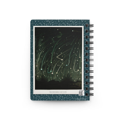 November Meteors back cover from Trouvelot 1882 Astronomical Drawings Scribner's on teal constellation spiral journal - LeBonJournal