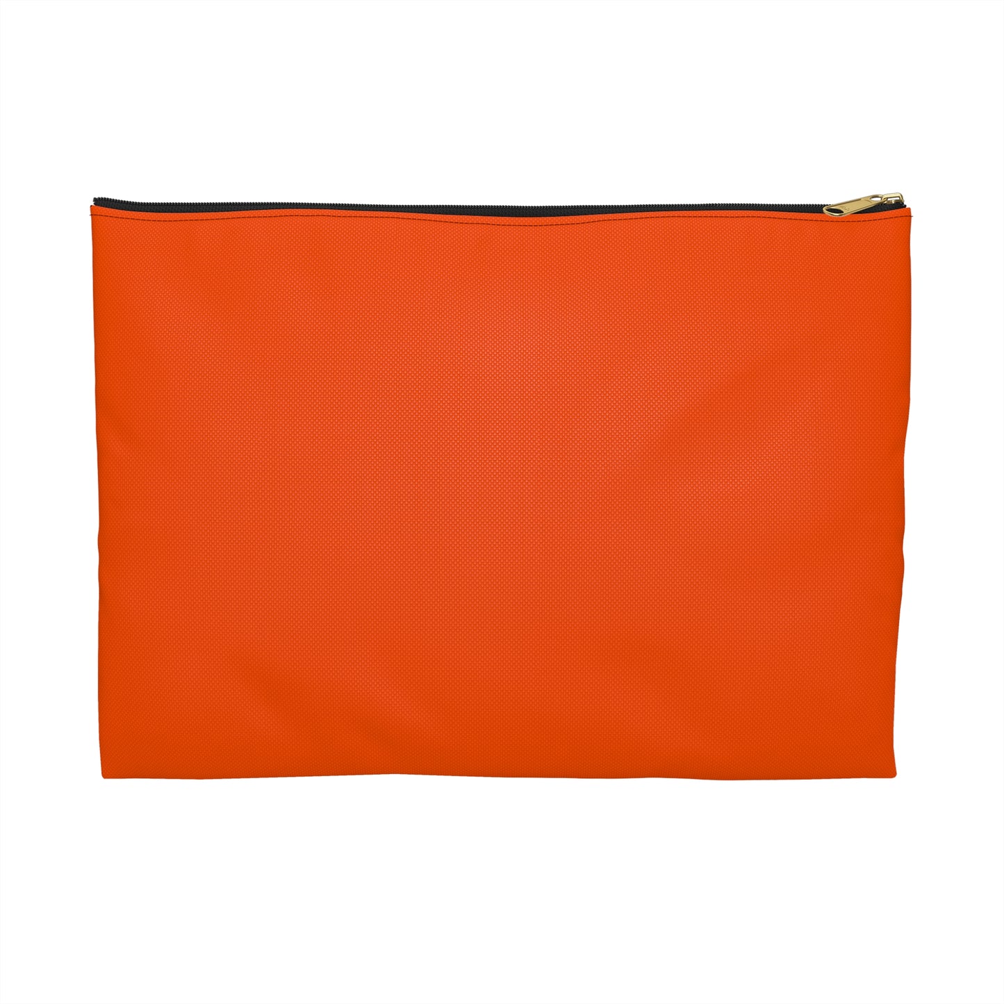 Orange solid color accessory pouch small size front view with black zipper and gold puller on white background - LeBonJournal
