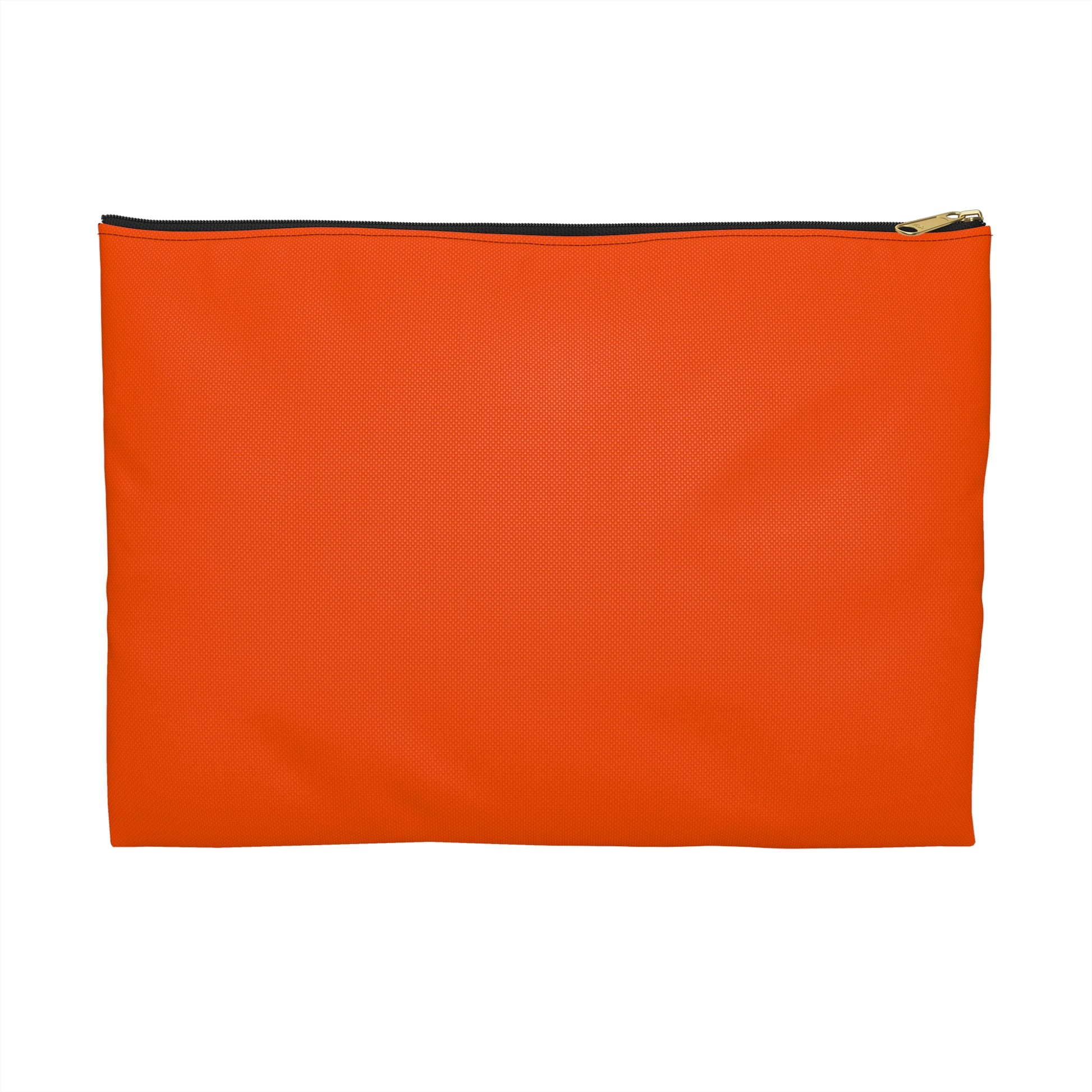 Orange solid color accessory pouch small size front view with black zipper and gold puller on white background - LeBonJournal