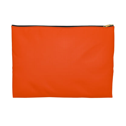 Orange solid color accessory pouch small size front view with black zipper and gold puller on white background - LeBonJournal