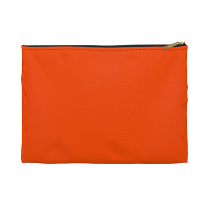 Orange solid color accessory pouch large size front view with black zipper and gold puller on white background - LeBonJournal