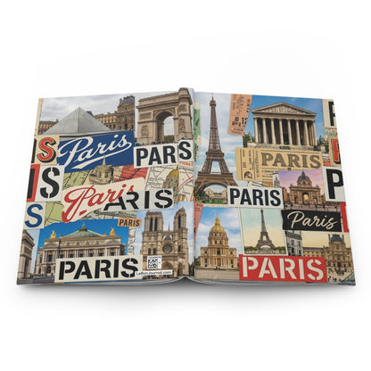 Paris hardcover journal spine and full-wrap vintage postcard collage Belle Époque design - LeBonJournal