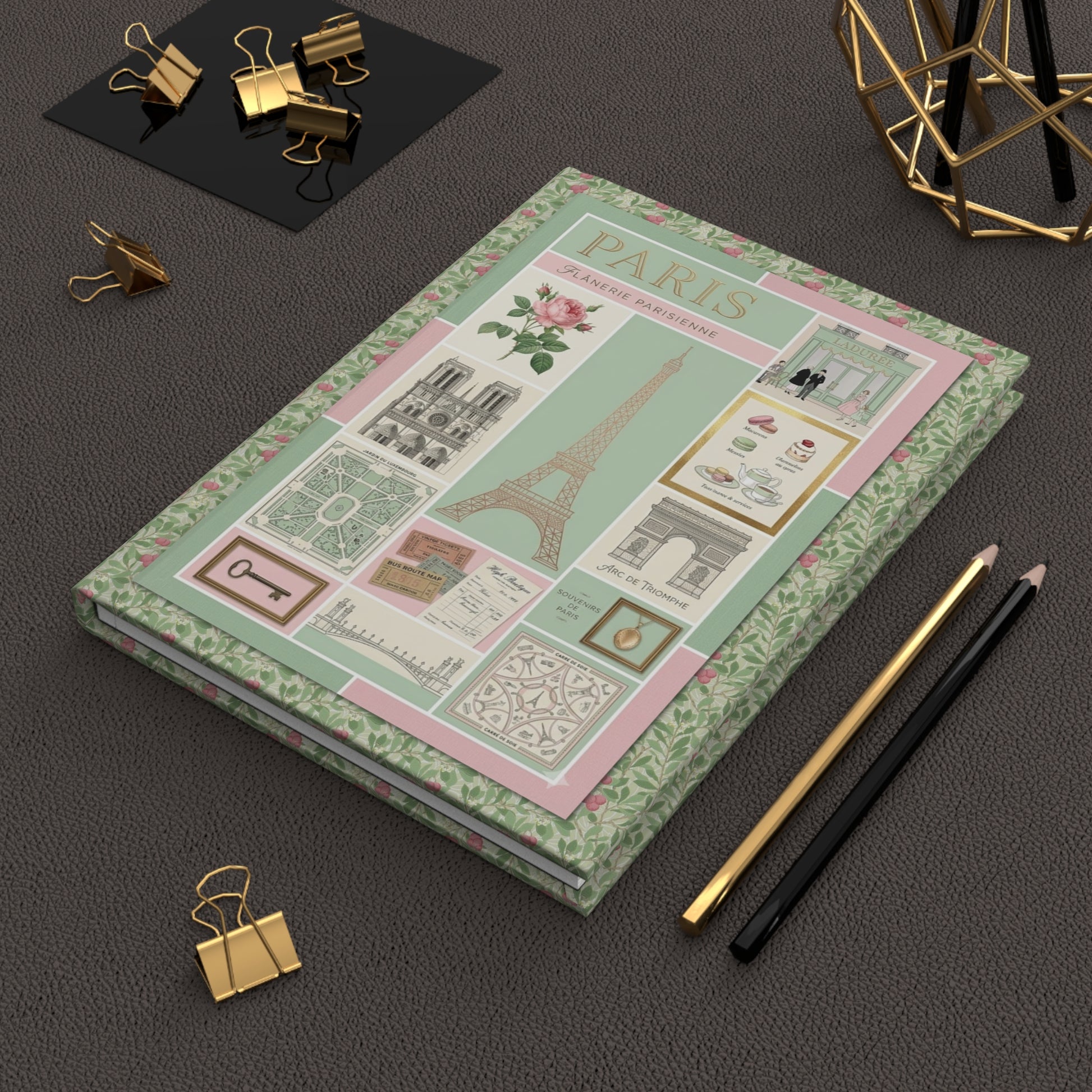 Paris shabby chic journal on workspace celebrating City of Love Redouté rose Montmartre legacy - LeBonJournal

