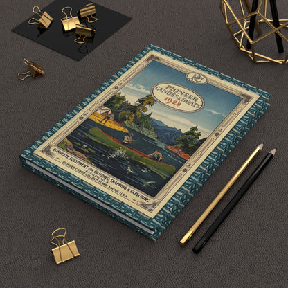 Pioneer 1928 canoe journal on workspace celebrating early 20th-century outdoor adventure - LeBonJournal
