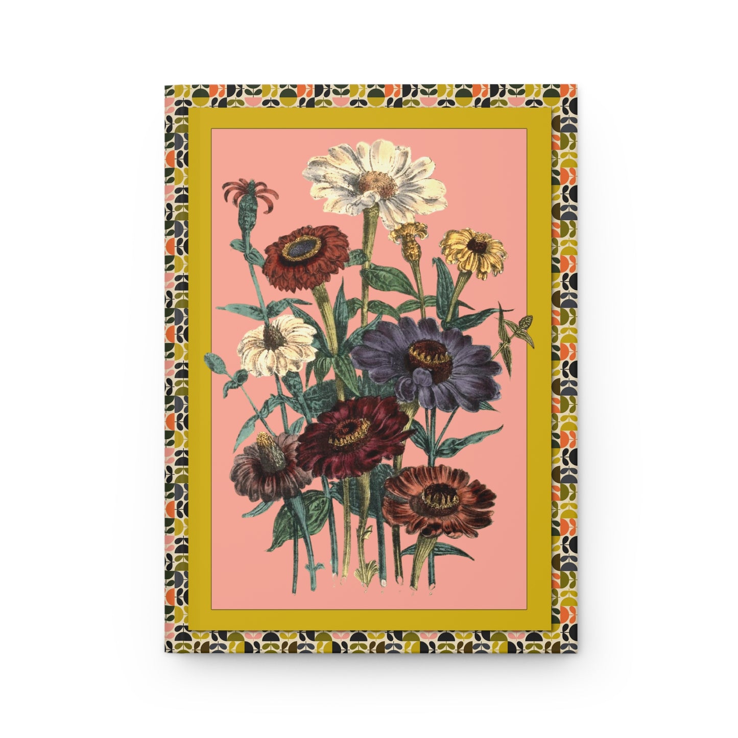 Jane Webb Loudon 1840 Plate 31 Daisies hand-coloured lithograph 17 species 15 genera dusty rose ochre border front cover - LeBonJournal